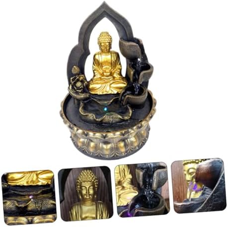 Buddha Statue Resin Tabletop Fountain with LED Light