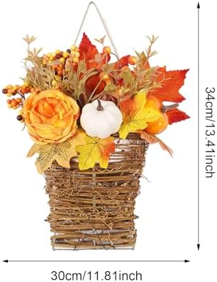 Autumn Door Wreath with Flowers and Decorative Elements