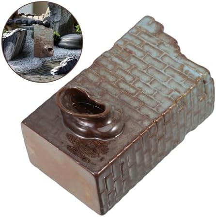 POPETPOP Rustic Water Fountain Ceramic Planter for Hydroponic and Fish Tank Decor