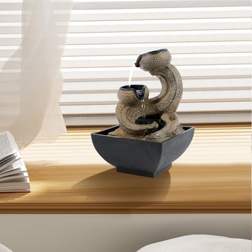 Modern Resin Tabletop Water Fountain for Indoor Relaxation