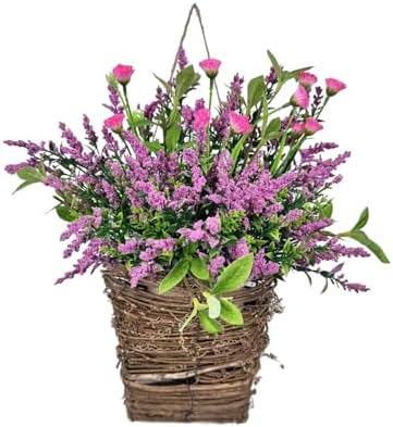 Pink Berry Wildflower Basket Wreath Door Decor