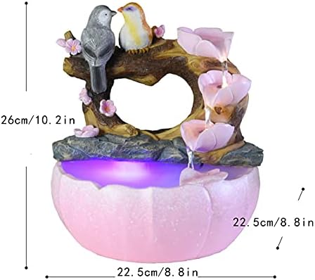 Grey Resin Tabletop Water Fountain with LED Light 10 Inch