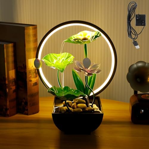 Water Lily Tabletop Fountain with USB Charging and Built-in Pump 3 Tiers