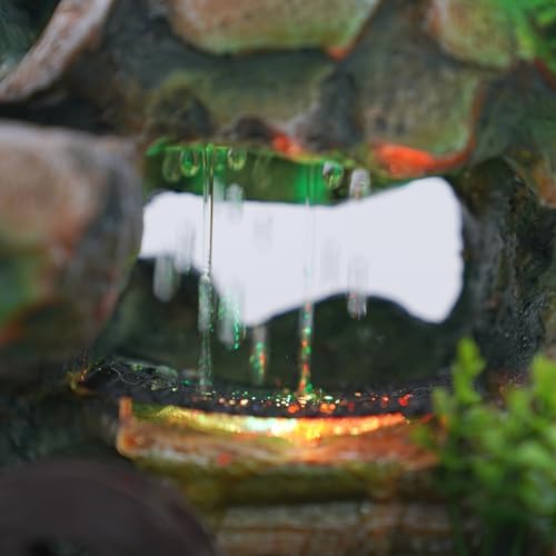 Genseino Tabletop Water Fountain with LED Lights and Atomizer