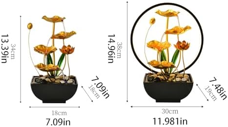 4 Layer Metal Lotus Tabletop Water Fountain for Home Office Decor