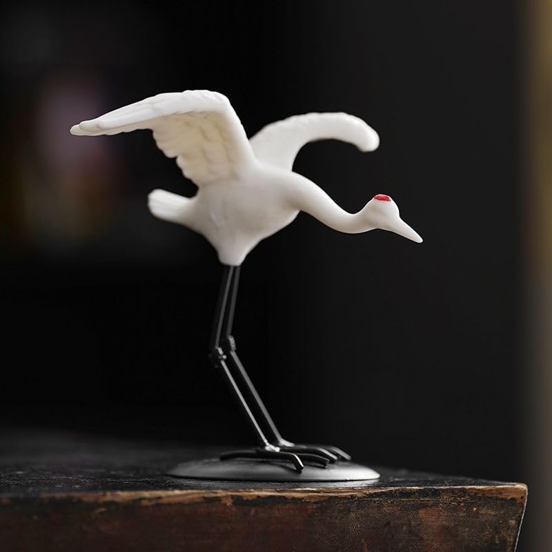 Ecqizer Ceramic Red-Crowned Crane Tabletop Fountain