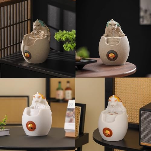 Ceramic Desktop Mini Waterfall Ornament Eco-Friendly Water Fountain for Home and Office