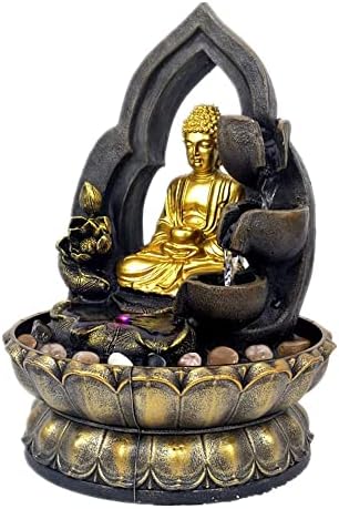 118 Inch Buddha Fountain with LED Light and Natural River Stones