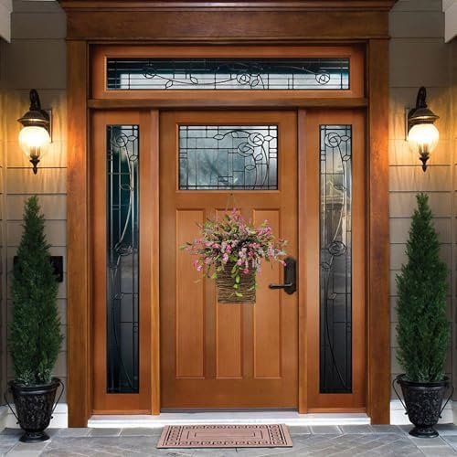 HELLORSO Spring Peony Door Decor Wreath Basket