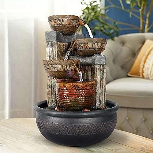 Relaxation Tabletop Fountain with LED Lights - Brown 157 Inch