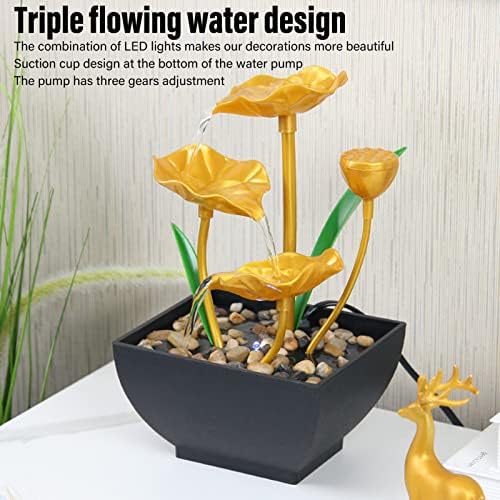 Tabletop Fountain with Triple Design and LED Lights