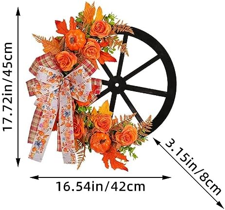 Fall Door Wreath 20 Inch Artificial Pumpkin Maple Leaf Decor