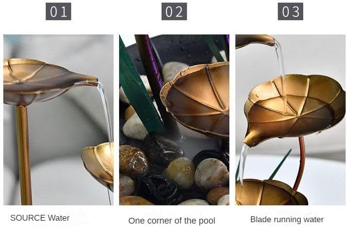 Generic BTMDECOR Small Tabletop Fountain Indoor Home Decor Accent Living Room Bedroom Kitchen Bathroom Office Gold