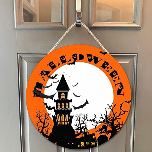 Halloween Door Hanger Wood Sign 12x12in