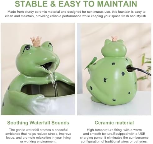 Cute Frog Tabletop Waterfall Fountain with USB Pump