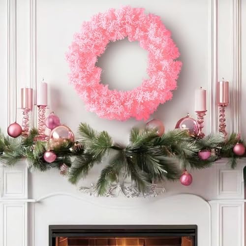 Light Pink Flocked Artificial Christmas Wreath