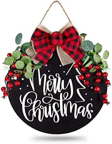 Whaline Christmas Wooden Door Wreath Decoration