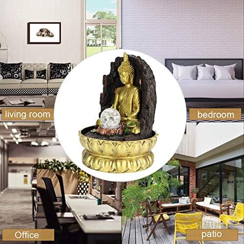 Luocute Buddha Fountain with LED Lights and Quiet Pump