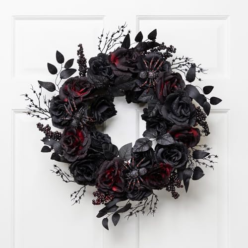 Northlight Halloween Spider Wreath 24 Inch Red Black
