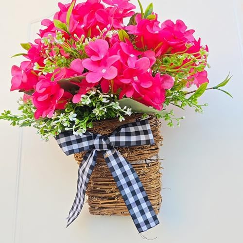Artificial Geranium Door Wreath Basket Decor