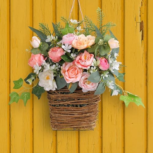 2024 New Cream Hydrangea Door Wreath Basket