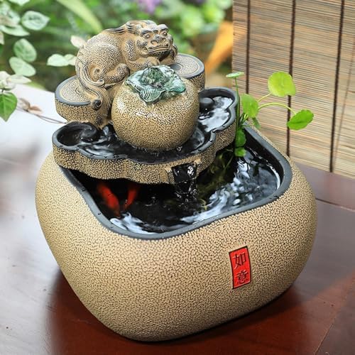Chinese Style Tabletop Fountain with Circulating Water for Decor
