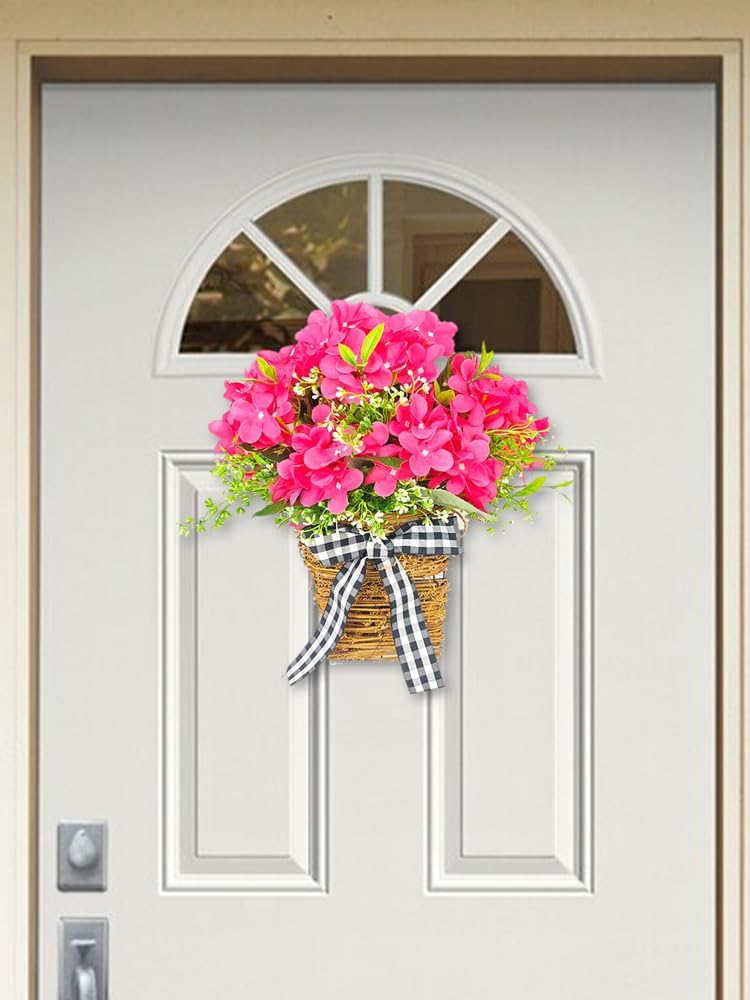 Artificial Geranium Door Wreath Basket Decor