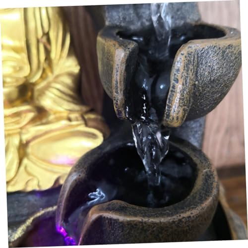 Buddha Waterfall Fountain LED Light Resin Indoor Decor