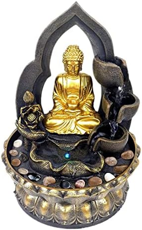 118 Inch Buddha Fountain with LED Light and Natural River Stones