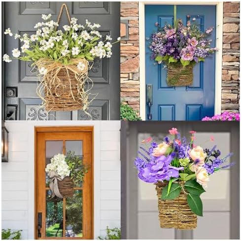 Cream Hydrangea Door Hanger Basket Wreath