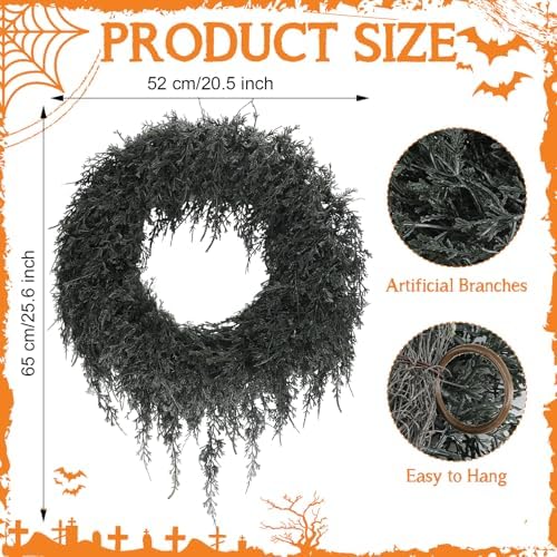 Yunlly Halloween Wreath for Front Door Decor