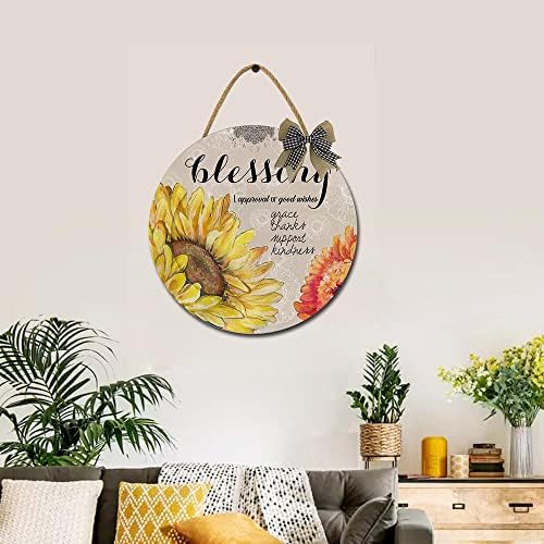 Rustic Round Wooden Door Sign 12 Inches Farmhouse Decor