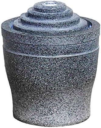 Gray Tabletop Fountain with Built-in Pump and LED Light