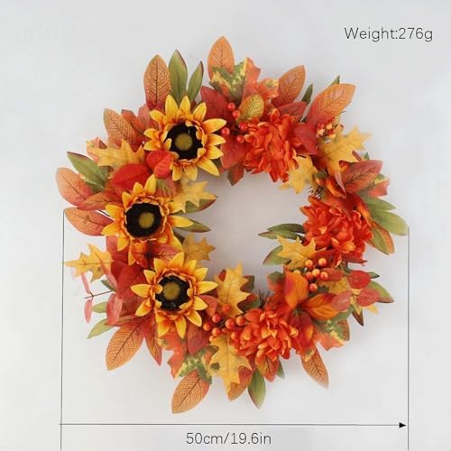 Orange Plastic Wreath 16x16 Inches Lightweight Home Decor
