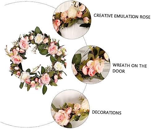 ERINGOGO Pink Rose Wreath Hanger Front Door Decor
