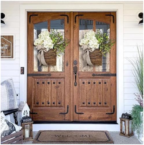 Cream Hydrangea Door Wreath with Wildflowers