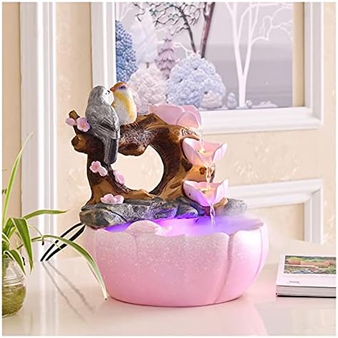 Grey Resin Tabletop Water Fountain with LED Light 10 Inch