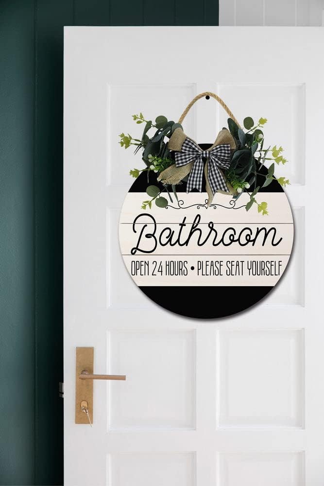 LERJIMUX Funny Bathroom Door Sign Wreath Decoration