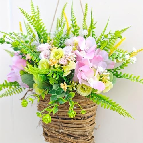 Artificial Rattan Basket Wreath - Seasonal Door Hanger