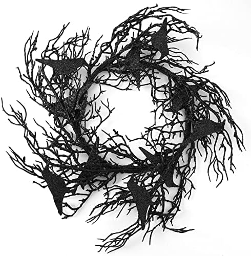 14 Inches Black Glitter Crow Halloween Wreath