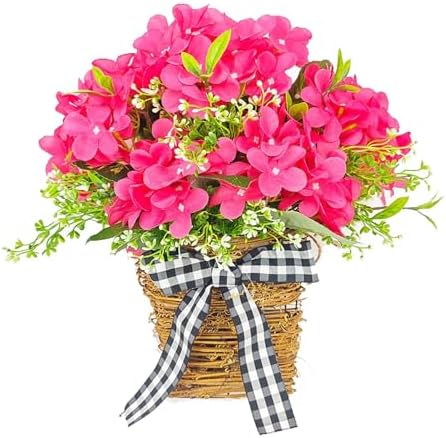 Artificial Geranium Door Wreath Basket Decor