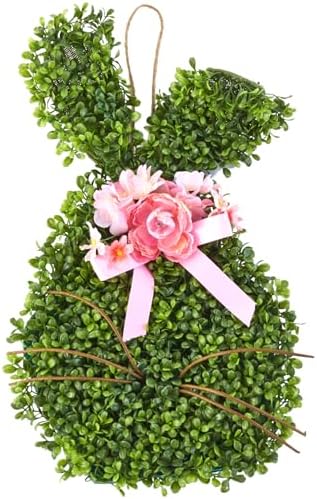 Faux Boxwood Bunny Door Wreath Hanger