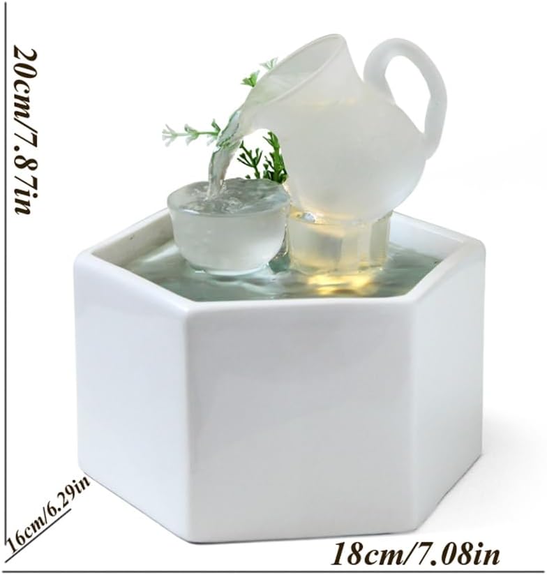 TOERVIOZ Tabletop Waterfall Fountain LED Lights Indoor Zen Decor