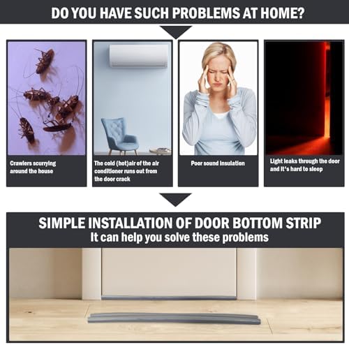 Lineba Door Draft Stopper 36 Inch Adjustable Grey Seal