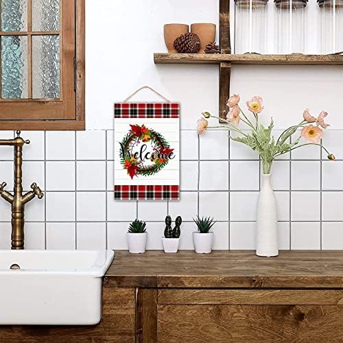 Winter Door Hanger Wreath Front Door Sign Farmhouse Porch Decor