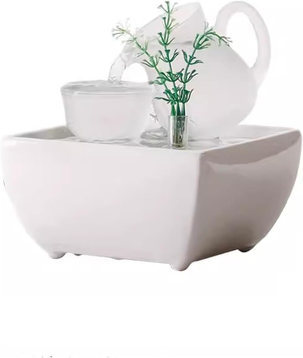 Small Glass Tabletop Fountain with Flowing Water Column