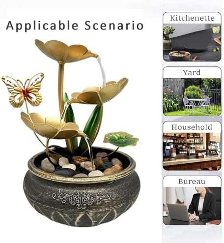 Huniruyo Metal Tabletop Fountain Lotus Leaf Indoor Water Feature