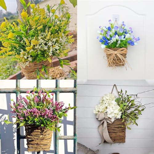 Cream Hydrangea Door Wreath Basket Hanger for Front Door Spring Decor