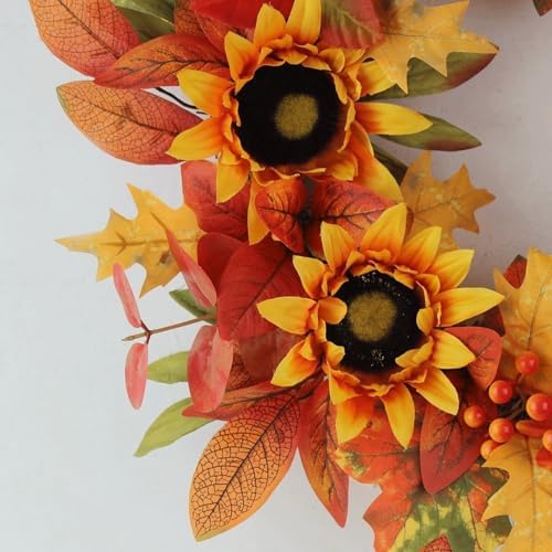 Orange Plastic Wreath 16x16 Inches Lightweight Home Decor