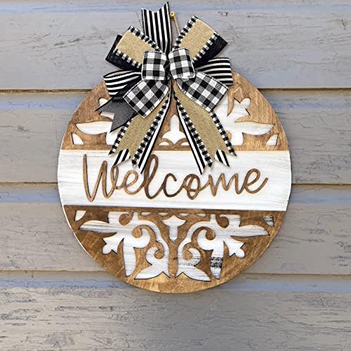 Whaline 2 Pack White Black Buffalo Plaids Wreath Bows